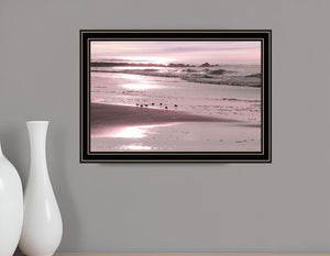Homeroots Breakfast On The Beach Black Framed Print Wall Art Black And Gold Wood 530168