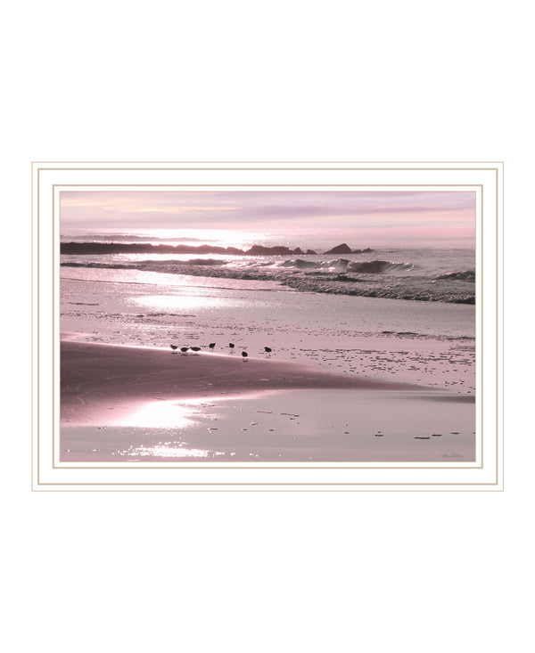 Homeroots Breakfast On The Beach White Framed Print Wall Art White Wood 530169