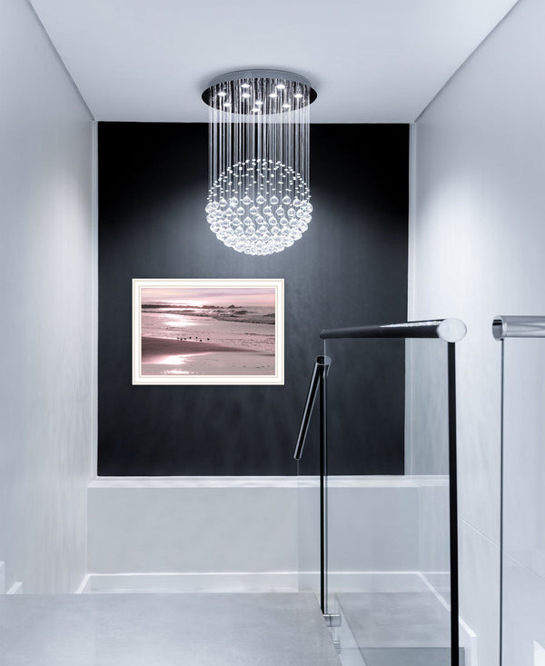 Homeroots Breakfast On The Beach White Framed Print Wall Art White Wood 530169