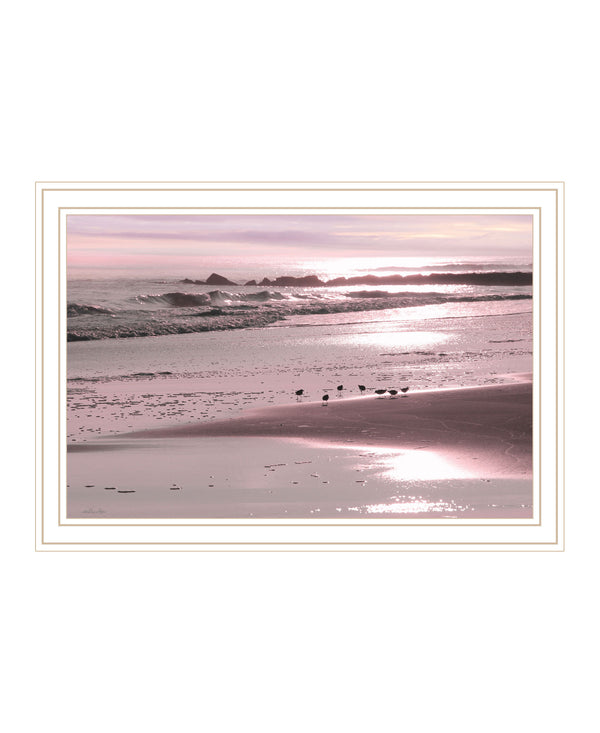 Homeroots Breakfast On The Beach White Framed Print Wall Art White Wood 530169