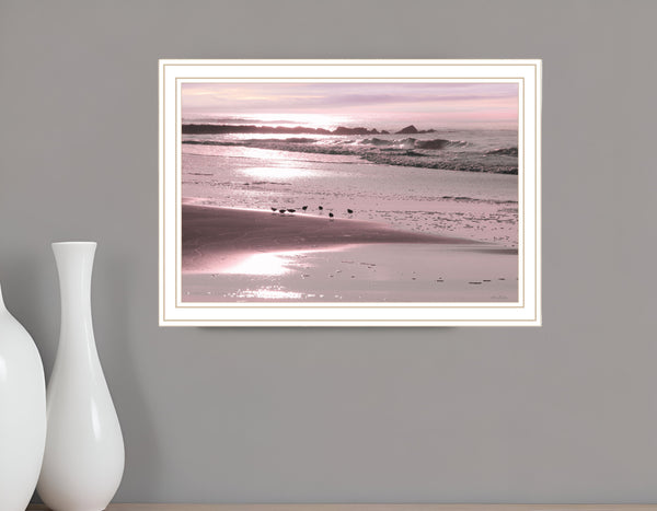 Homeroots Breakfast On The Beach White Framed Print Wall Art White Wood 530169