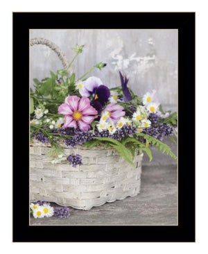 Homeroots Fresh Garden Basket Framed Print Wall Art - Rustic Charm For Modern Farmhouse Decor And Style Black Wood 530171