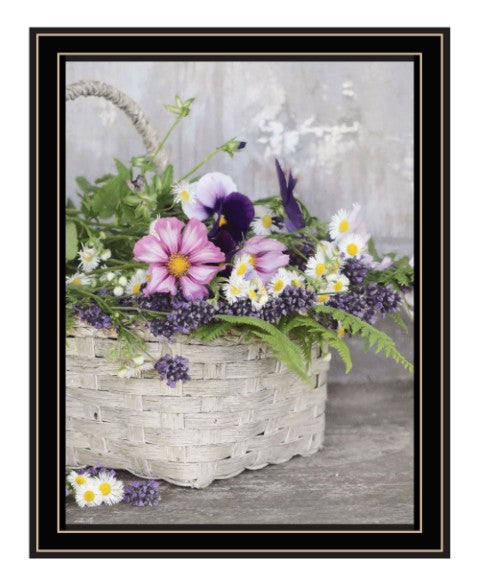 Homeroots Fresh Garden Basket Framed Print Wall Art - Rustic Charm For Modern Farmhouse Decor And Style Black And Gold Wood 530172