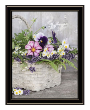 Homeroots Fresh Garden Basket Framed Print Wall Art - Rustic Charm For Modern Farmhouse Decor And Style Black And Gold Wood 530172