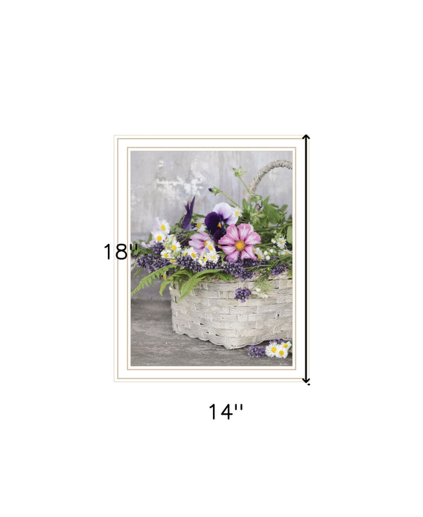 Homeroots Fresh Garden Basket Framed Print Wall Art - Rustic Charm For Modern Farmhouse Decor And Style White Wood 530173