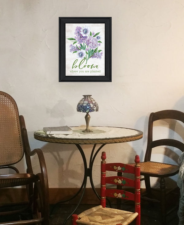 Homeroots Bloom Where You Are Planted Black Framed Print - Rustic Farmhouse Wall Art For Stylish Decor  Wood 530178