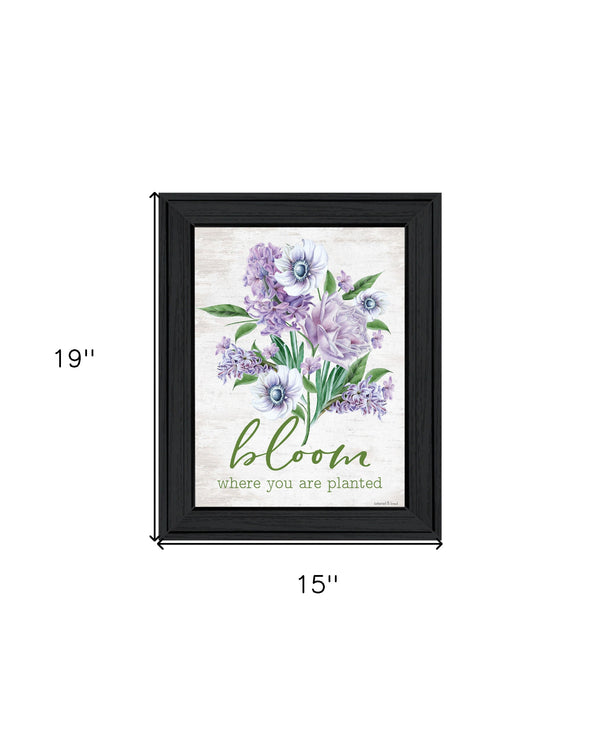 Homeroots Bloom Where You Are Planted Black Framed Print - Rustic Farmhouse Wall Art For Stylish Decor  Wood 530178