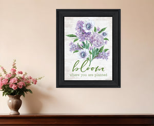 Homeroots Bloom Where You Are Planted Black Framed Print - Rustic Farmhouse Wall Art For Stylish Decor  Wood 530178