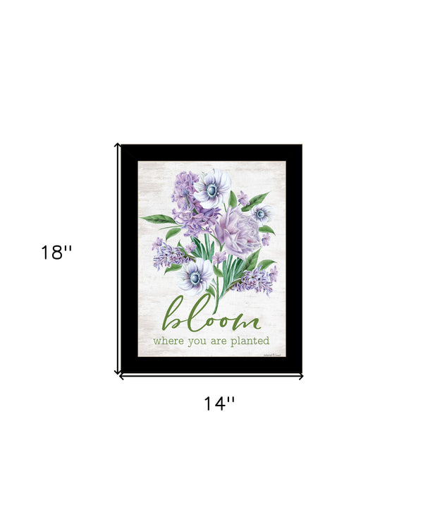 Homeroots Bloom Where You Are Planted Framed Wall Art - Rustic Farmhouse Decor To Elevate Your Space Black Wood 530179