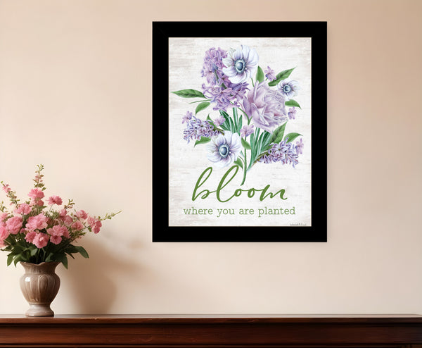 Homeroots Bloom Where You Are Planted Framed Wall Art - Rustic Farmhouse Decor To Elevate Your Space Black Wood 530179