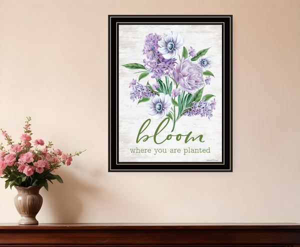 Homeroots Bloom Where You Are Planted Framed Wall Art - Rustic Farmhouse Decor To Elevate Your Space Black And Gold Wood 530180