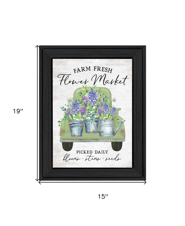 Homeroots Flower Market Hyacinths Black Framed Print - Rustic Wall Art For Modern Farmhouse Décor 19x15in  Wood 530182