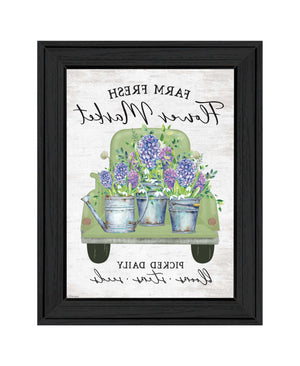 Homeroots Flower Market Hyacinths Black Framed Print - Rustic Wall Art For Modern Farmhouse Décor 19x15in  Wood 530182