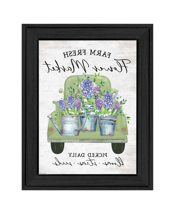 Homeroots Flower Market Hyacinths Black Framed Print - Rustic Wall Art For Modern Farmhouse Décor 19x15in  Wood 530182