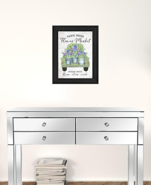 Homeroots Flower Market Hyacinths Black Framed Print - Rustic Wall Art For Modern Farmhouse Décor 19x15in  Wood 530182