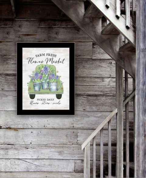 Homeroots Flower Market Hyacinths Framed Wall Art Print – Rustic Farmhouse Decor To Brighten Your Space Black Wood 530183