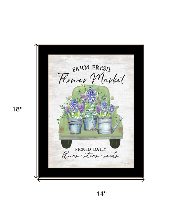 Homeroots Flower Market Hyacinths Framed Wall Art Print – Rustic Farmhouse Decor To Brighten Your Space Black Wood 530183