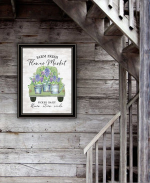 Homeroots Flower Market Hyacinths Framed Wall Art Print – Rustic Farmhouse Decor To Brighten Your Space Black And Gold Wood 530184