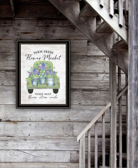 Homeroots Flower Market Hyacinths Framed Wall Art Print – Rustic Farmhouse Decor To Brighten Your Space Black And Gold Wood 530184