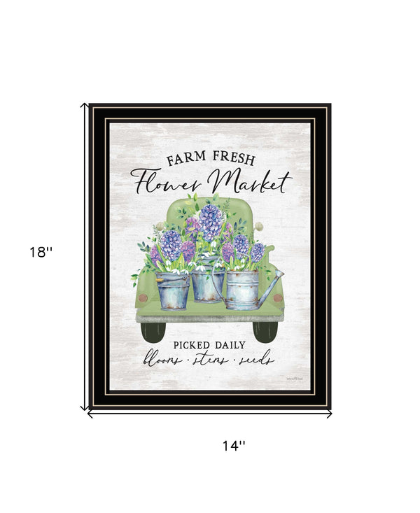 Homeroots Flower Market Hyacinths Framed Wall Art Print – Rustic Farmhouse Decor To Brighten Your Space Black And Gold Wood 530184
