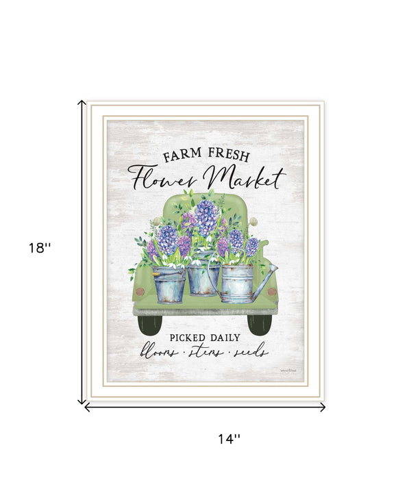 Homeroots Flower Market Hyacinths Framed Wall Art Print – Rustic Farmhouse Decor To Brighten Your Space White Wood 530185