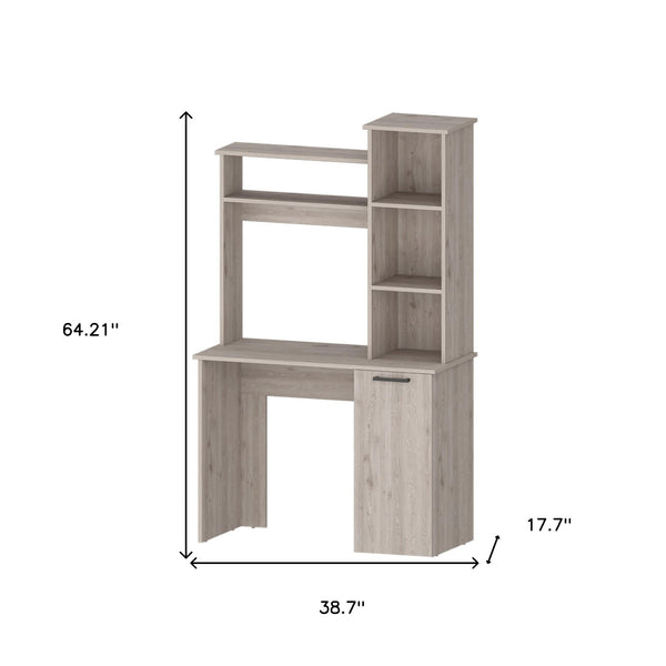 Homeroots 39" Gray Computer Desk With Hutch   530195