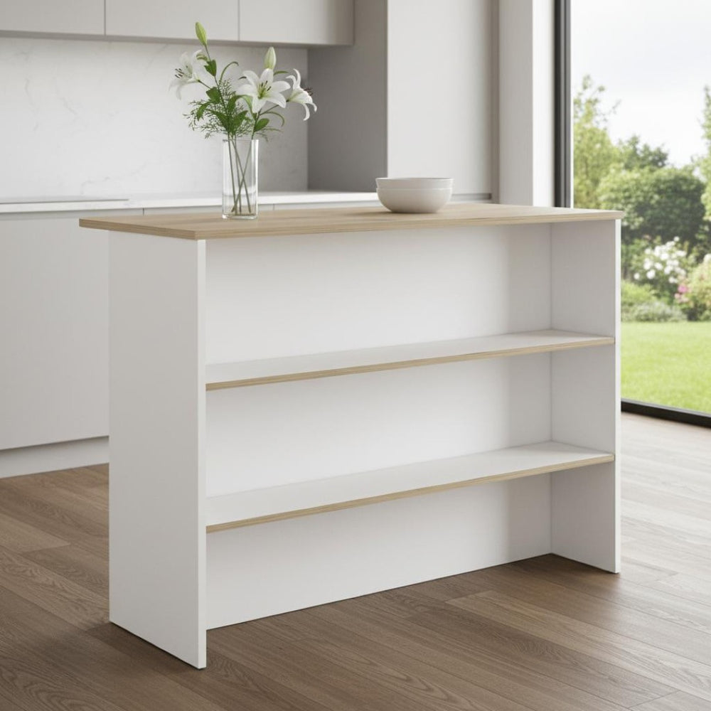 HomeRoots White Kitchen Island with Storage - Versatile 47" Work Surface, Rustic Design, Perfect for Any Home 530196