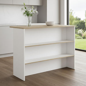 HomeRoots White Kitchen Island with Storage - Versatile 47" Work Surface, Rustic Design, Perfect for Any Home 530196