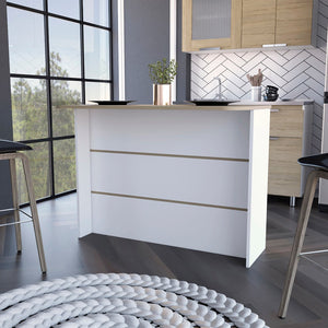 HomeRoots White Kitchen Island with Storage - Versatile 47" Work Surface, Rustic Design, Perfect for Any Home 530196