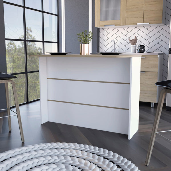 HomeRoots White Kitchen Island with Storage - Versatile 47" Work Surface, Rustic Design, Perfect for Any Home 530196
