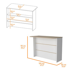 HomeRoots White Kitchen Island with Storage - Versatile 47" Work Surface, Rustic Design, Perfect for Any Home 530196