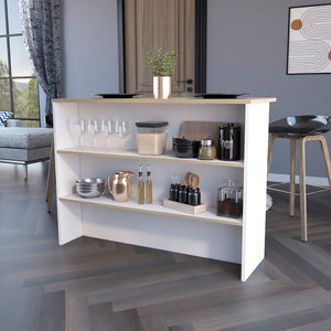 HomeRoots White Kitchen Island with Storage - Versatile 47" Work Surface, Rustic Design, Perfect for Any Home 530196