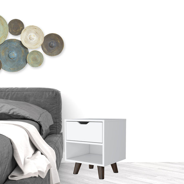 Homeroots 19" White One Drawer Faux Wood Nightstand   530197