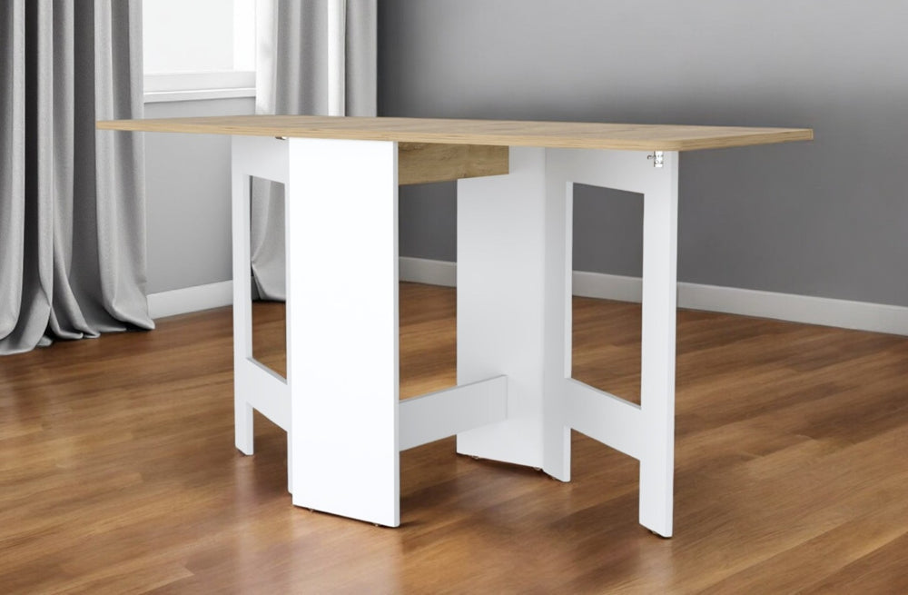 HomeRoots 24" Stylish Two-Tone Folding Dining Table with Sled Base - Perfect for Small Spaces & Entertaining 530199