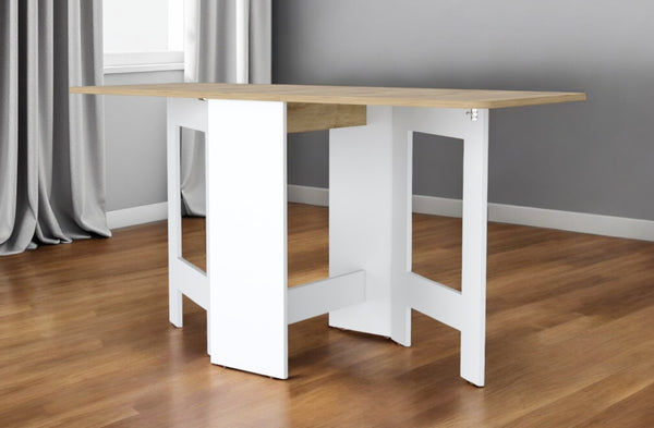 HomeRoots 24" Stylish Two-Tone Folding Dining Table with Sled Base - Perfect for Small Spaces & Entertaining 530199