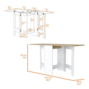 HomeRoots 24" Stylish Two-Tone Folding Dining Table with Sled Base - Perfect for Small Spaces & Entertaining 530199