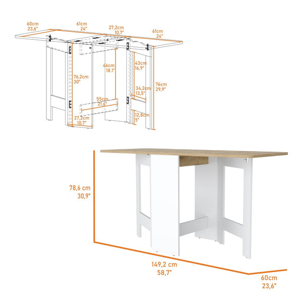 HomeRoots 24" Stylish Two-Tone Folding Dining Table with Sled Base - Perfect for Small Spaces & Entertaining 530199