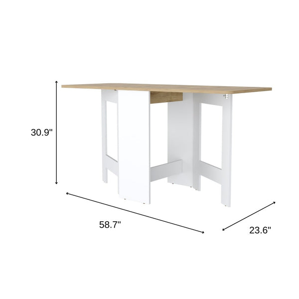 HomeRoots 24" Stylish Two-Tone Folding Dining Table with Sled Base - Perfect for Small Spaces & Entertaining 530199