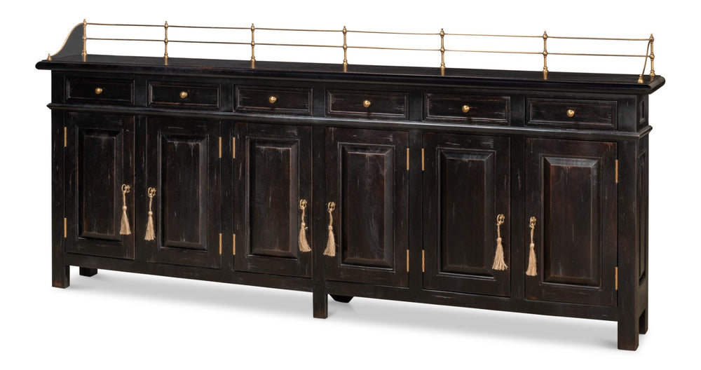 Sarreid Covent Gardens Sideboard In Elegant Ebony Finish - Premium Acacia Wood For Stylish Storage Solutions Black  53020