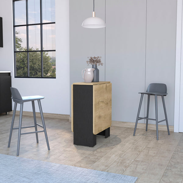 Homeroots 24" Wood Brown And Black Drop Leaf Trestle Base Dining Table   530200