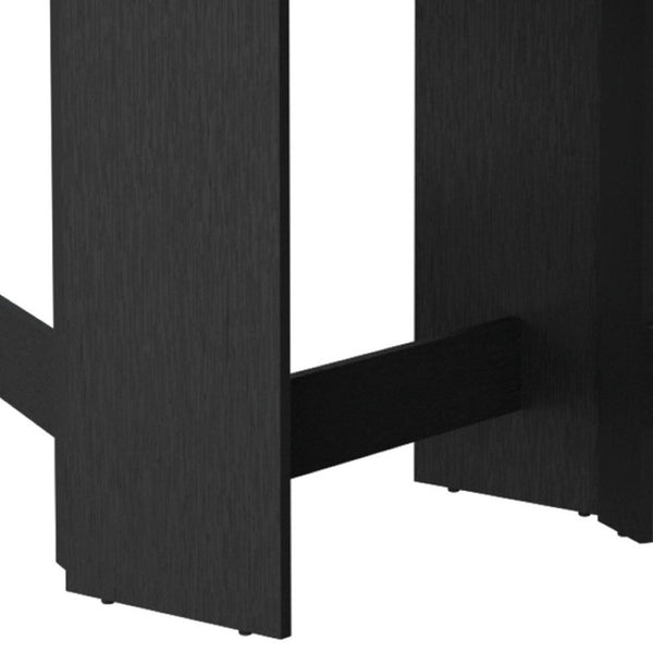 HomeRoots 24" Drop Leaf Trestle Base Dining Table - Elegant Wood Brown Top with Black Base for Versatile Spaces 530200