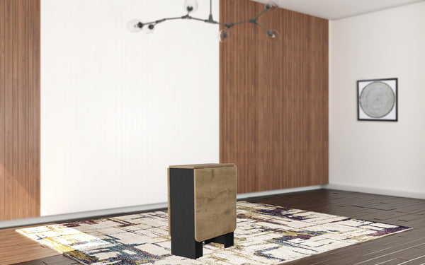 Homeroots 24" Wood Brown And Black Drop Leaf Trestle Base Dining Table   530200