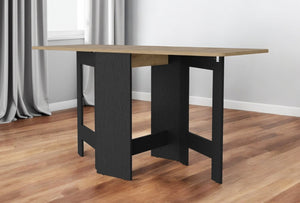 HomeRoots 24" Drop Leaf Trestle Base Dining Table - Elegant Wood Brown Top with Black Base for Versatile Spaces 530200