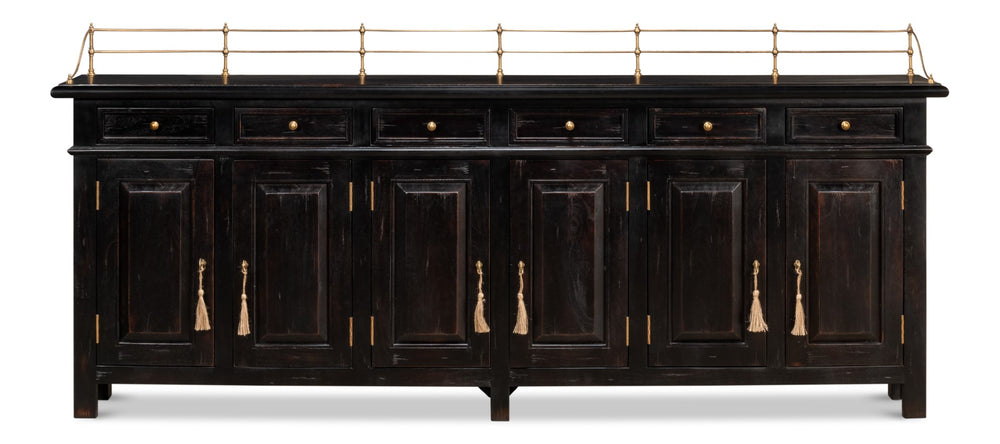 Sarreid Covent Gardens Sideboard In Elegant Ebony Finish - Premium Acacia Wood For Stylish Storage Solutions Black  53020