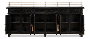 Sarreid Covent Gardens Sideboard In Elegant Ebony Finish - Premium Acacia Wood For Stylish Storage Solutions Black  53020