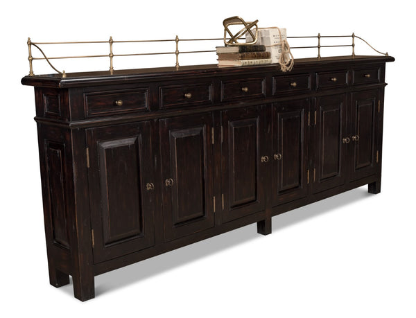 Sarreid Covent Gardens Sideboard In Elegant Ebony Finish - Premium Acacia Wood For Stylish Storage Solutions Black  53020
