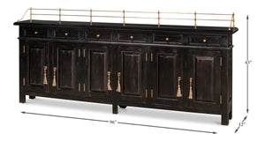 Sarreid Covent Gardens Sideboard In Elegant Ebony Finish - Premium Acacia Wood For Stylish Storage Solutions Black  53020