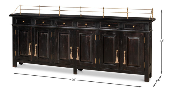 Sarreid Covent Gardens Sideboard In Elegant Ebony Finish - Premium Acacia Wood For Stylish Storage Solutions Black  53020
