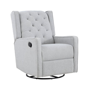 Homeroots 37" Gray Fabric Manual Recliner Chair - Stylish Tufted Wingback With Swivel & Glide Comfort   530210