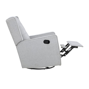 Homeroots 37" Gray Fabric Manual Recliner Chair - Stylish Tufted Wingback With Swivel & Glide Comfort   530210